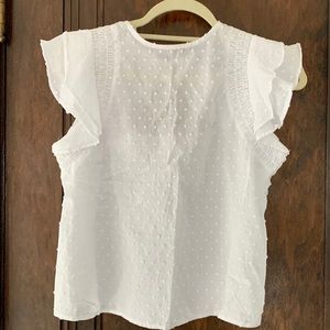 Swiss dot flutter sleeve blouse